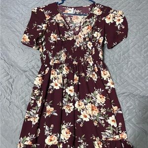 Maroon floral dress